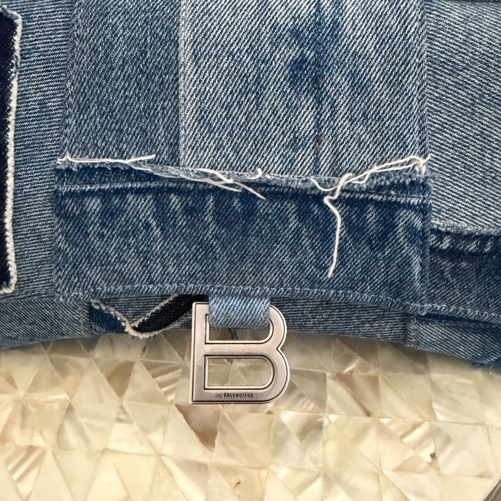 Balenciaga Hourglass Denim Patchwork Top Handle Bag - Picture 5 of 6
